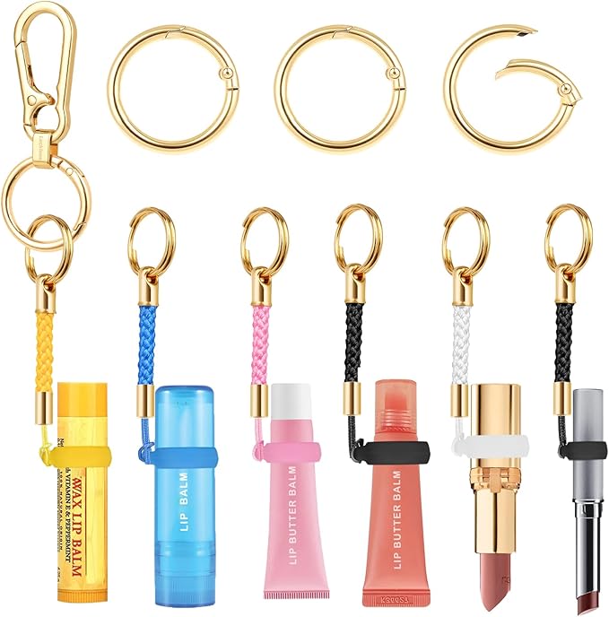 Lip Balm Holder Key Chains Cap For ChapStick,Lip Gloss Lipstick Holder KeyChain, Christmas Gifts Stocking Stuffers