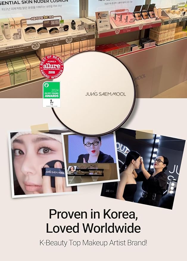 JUNG SAEM MOOL [ SPF ] Essential Skin Nuder Cushion (25 Bronze) | Refill Included (0.98 Fl Oz) | SPF50 Broad Spectrum | Natural Finish | Makeup Artist Brand