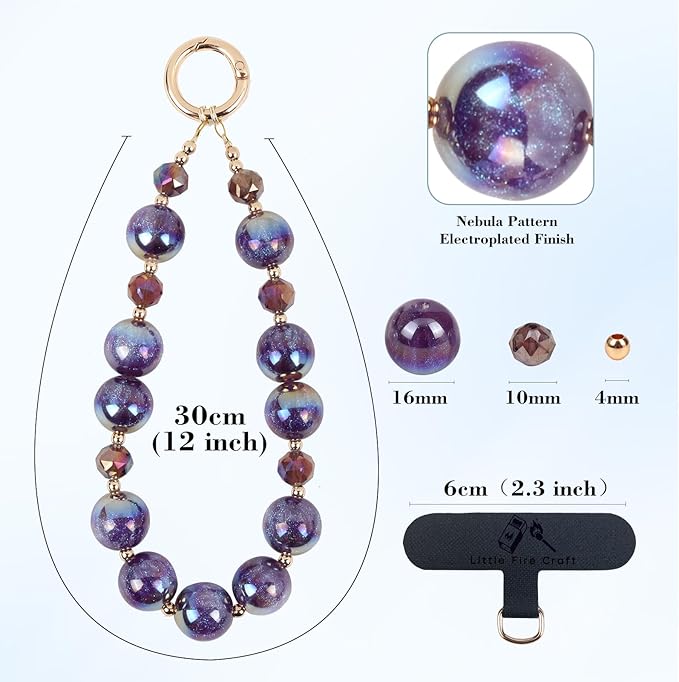 Phone Lanyard Wrist Chain for Cellphone Wrist Strap Phone Bracelet Strap Pearl Beaded Smartphone Wristlet (Amethyst)