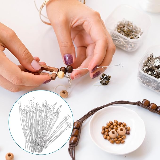 Hot 300 Pcs 1.6 Inch 304 Stainless Steel Open Eye Pins Headpins for Jewelry Necklace Making, (Silver)