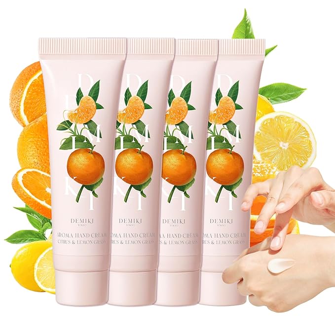 DEMIKI Shea Butter Hand Cream for Dry Cracked Hands, Birthday Gifts for Women,Bridesmaid Gifts,Nurse Gifts,Teacher Appreciation Gifts,Japanese Fragrance Hand Lotion Moisturizer Travel Size1.7fl.ozx4