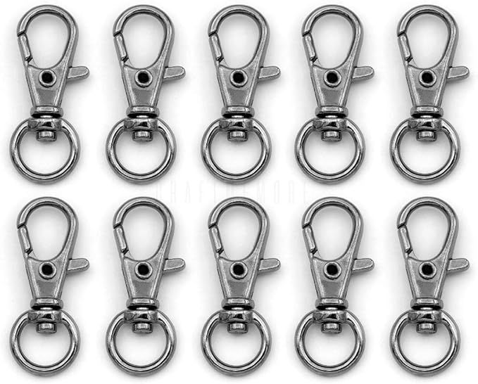 CRAFTMEMORE 50 pcs Swivel Clasps Lanyard Clips Snap Hook Metal Lobster Claw Clasp PLTN (Gunmetal)
