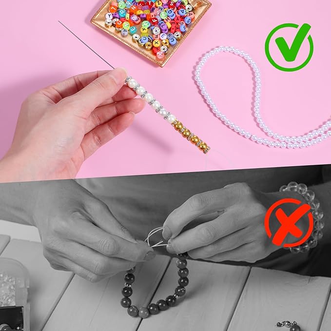 Nogeqi 4 Pcs Beading Needles for Jewelry Making,4 Thickness Styles Bead Spinner Needles,Bead Threader,Needle-Free Beading Supplies for Beaded Bracelets, Necklaces, DIY Handmade(Thin Needle)