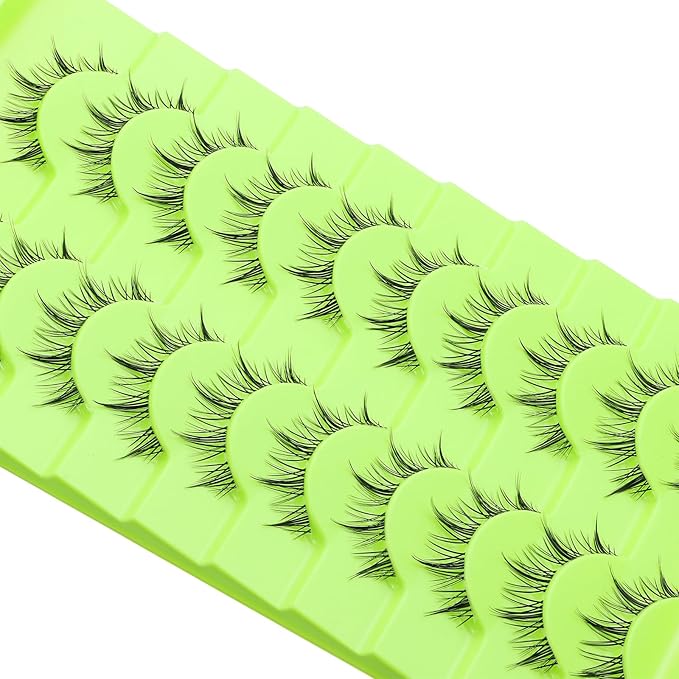 outopen Manga Lashes Natural Look Wispy Fluffy Asian Cosplay Eyelashes Spiky Japanese Anime Lashes 3D Short Fake Eyelash 10 Pairs Pack (A-Y40 | 9-13MM)