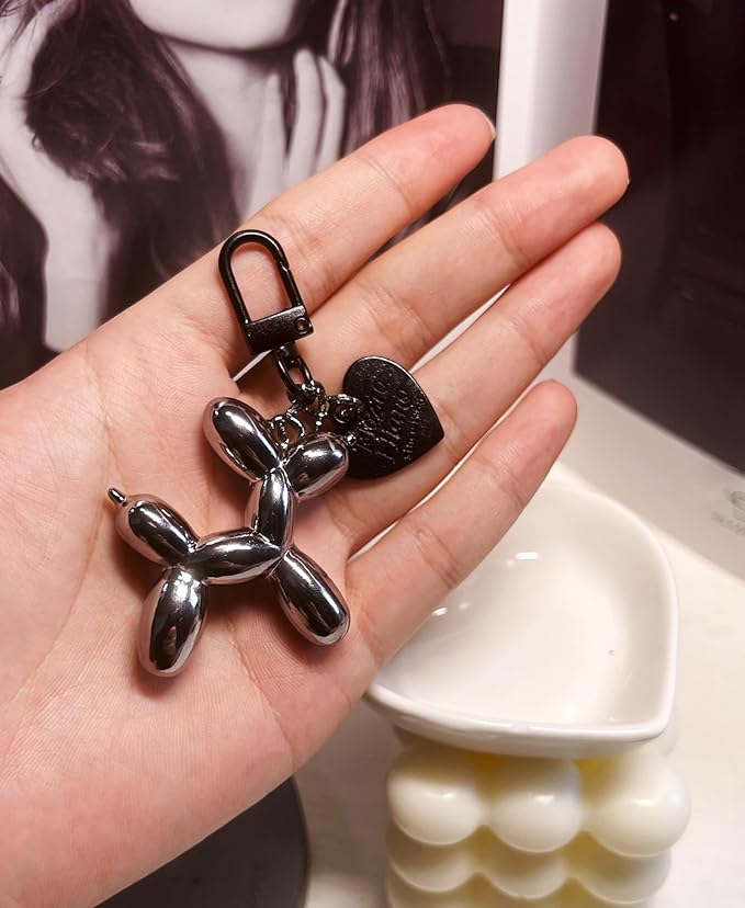 LAEKOU Jelly Balloon Dog Design Keychain for Women, Cute Girls Key Chain, Bag Charms Accessories for Car Purse Backpack