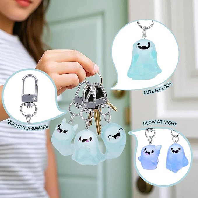 Halloween Funny Keychain, Cute Ghost Pendant Keyrings for Men, Unique Cool Gifts for Women Teens Couples Friends