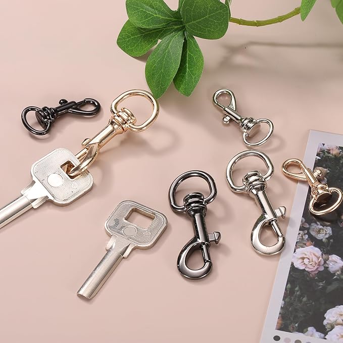 PATIKIL Swivel Eye Bolt Snap Hook 8pcs Single Ended Flag Bolt Snap Clips Metal Hook Trigger Clips for Key Chain Diving Pet Leash Clothes Line, Black