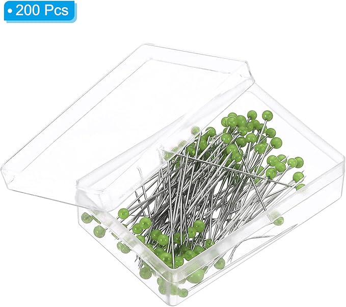 PATIKIL Sewing Pins, 200 Pcs 1.5 Inch Pearlized Ball Head Pins Straight Pin for Fabric, Decorative, Cloth Making, DIY, Green