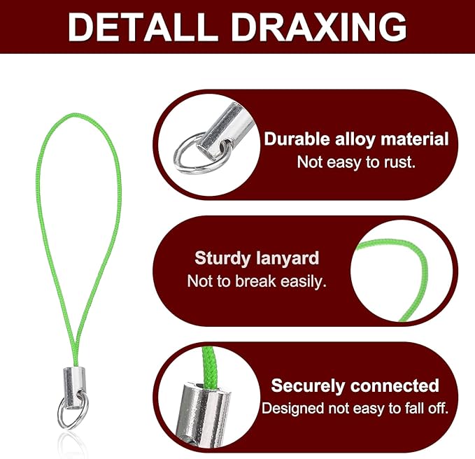 HARFINGTON 100Pcs Green Polyester Cylindrical Lanyard with Lobster Clasp for Cellphone Cases, Keychain, DIY Jewelry Making