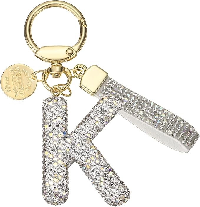 PATIKIL Initial Letter Keychain, Cute Sparkly Rhinestone Key Chain Alphabet Charm for Car Keys Handbags Purse