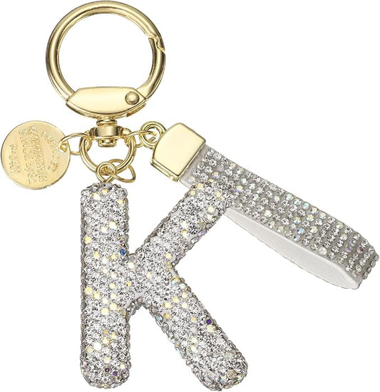 PATIKIL Initial Letter Keychain, Cute Sparkly Rhinestone Key Chain Alphabet Charm for Car Keys Handbags Purse