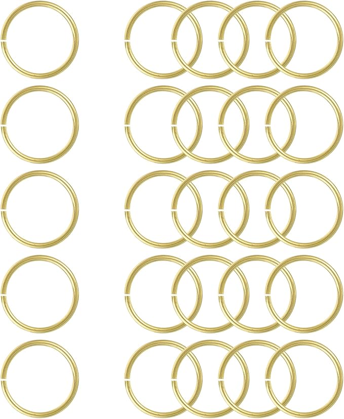 uxcell 25Pcs Open Jump Rings, 25mm/0.98" OD Brass Jump Ring Connectors 2mm Thick O Rings for Necklaces Bracelet Jewelry Making Keychain DIY Craft, Gold Tone