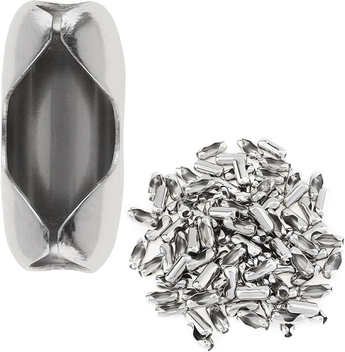100 Pcs #10 (4.5mm) Ball Chain Connectors for Roman Blinds, Stainless Steel Beaded Chain Clasps for Vertical/Horizontal Blinds Pull Cord Repair, Keychains & DIY Crafts Accessories