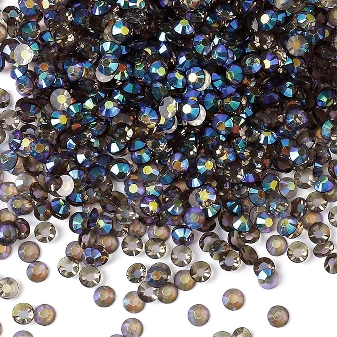 3000 Pieces SS6 2mm Flatback Rhinestones AB Clear Round Gems Crystals for Nail Art DIY Crafts Clothes Shoes Bags （Transparent Light Grey AB）