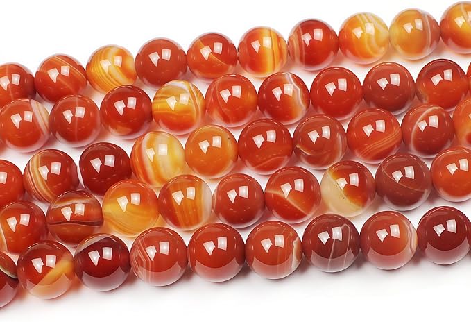 MJDCB Natural Red Striped Agate Beads Round Loose Beads for Jewelry Making DIY Bracelet Necklace (4mm)