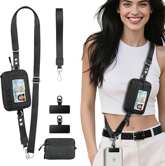 TiMOVO Clip and Go Phone Strap Crossbody with Detachable Wallet, RFID Blocking, Adjustable Anti-Theft Phone Lanyard