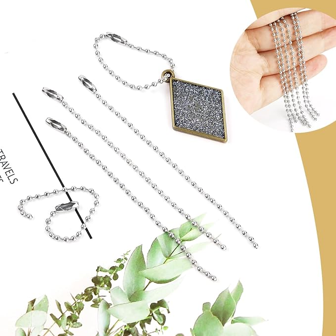 Yuntop 200 Pcs Silver 3.9 Inch / 10 cm Stainless Steel Ball Bead Chain with Locking Clasp for Jewelry Making, DIY Crafts, Hanging Christmas Decoration