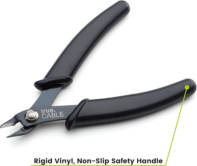 trueCABLE Precision Sharp Flush Cutter, 5 Pack, Wire Cutting Pliers for Ethernet Cable Preparation, Electronics, Jewelry & Crafts, Hardened Carbon Steel with Non-Slip Handle, Cut Wire Up To 16 AWG