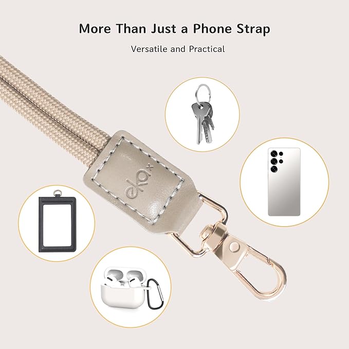 2 Pack Crossbody & Neck Phone Strap, Customizable Neck Strap with 0.5mm Removable Phone Tab, Hands-Free Holder for Phones, Earphones, Badges & Keys (Black+Black)