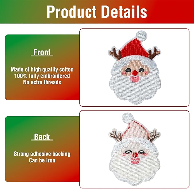 WILDREEDS 20 Pieces Random Assorted Styles Christmas Iron on Patches, Embroidered Patch for Christmas Decoration, Clothing, T-Shirt, Backpacks, Hats, Jeans, Jackets