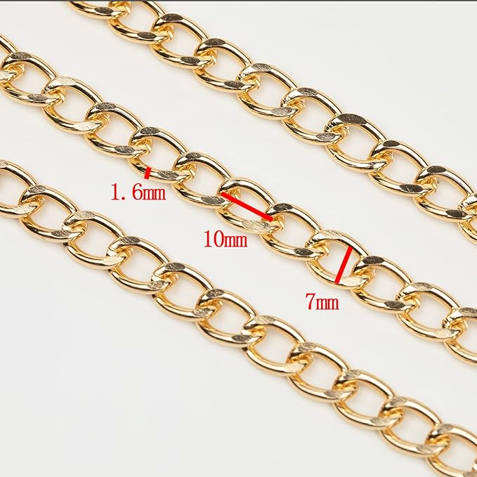 16.4 Feet Twisted Curb Chain Links Gold Plated Aluminum Bracelet Necklace Chain Bulk for DIY Craft Jewelry Making with Lobster Clasps and Jump Rings