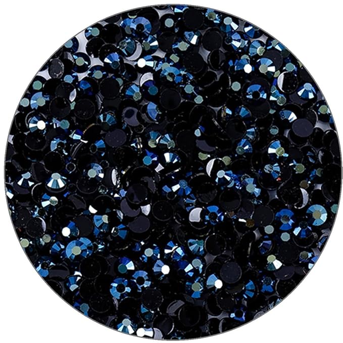 3000 Pieces SS6 2mm Flatback Rhinestones Clear Glasses Round Gems AB Crystals for Nail Art DIY Crafts Clothes Glitter Stones （Ink-Blue）