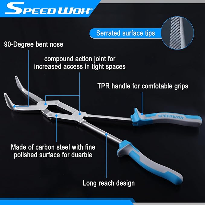 SPEEDWOX 13-Inch Long Reach Bent Double Jointed Dual Pivot Pliers