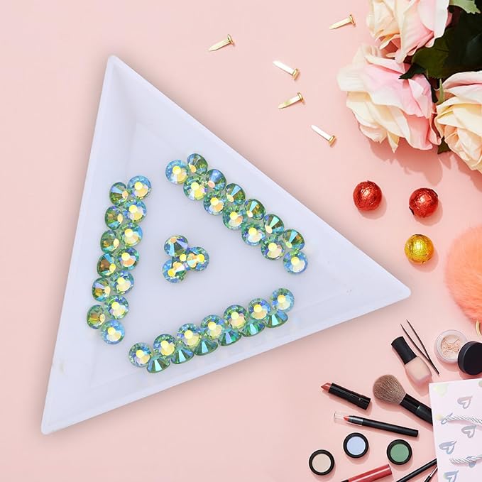 Jollin 1440pcs Flatback Rhinestones Glue Fix Crystal Glass Diamantes Gems for Crafting Nail Art Crafts Decorations Clothes Shoes 4.8 mm (ss20, Light-Green AB)