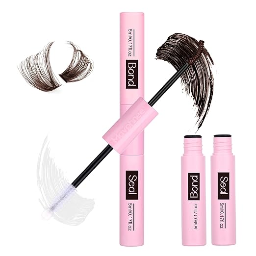 Mavphnee Lash Bond and Seal Brown Lash Glue Strong Hold Eyelashes Bond and Seal 72 Hours Long Lasting Eyelash Glue Waterproof Dark Brown Eyelash Adhesive for DIY Lash Extensions at Home