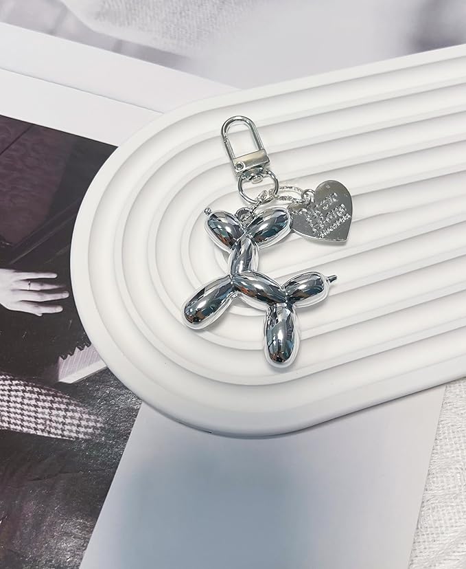 LAEKOU Jelly Balloon Dog Design Keychain for Women, Cute Girls Key Chain, Bag Charms Accessories for Car Purse Backpack