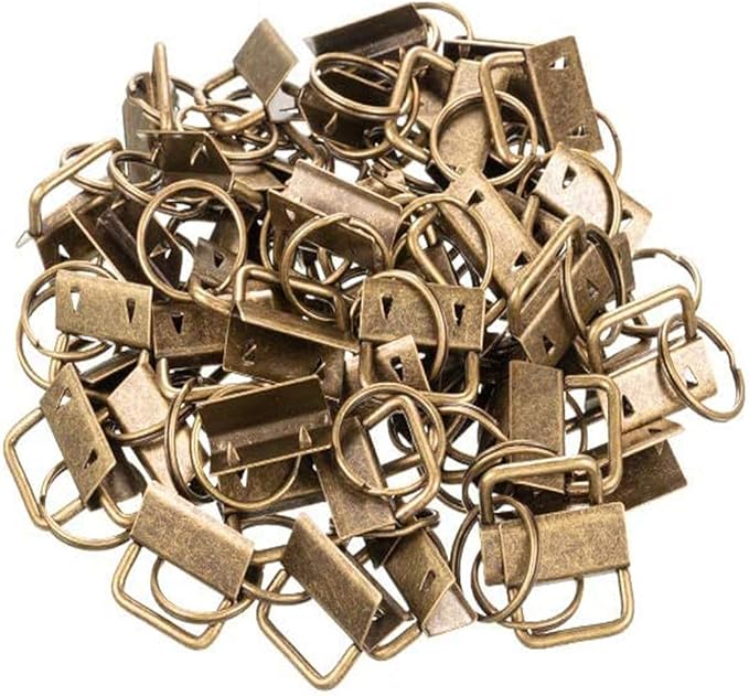 Qovydx 45Pcs 1 Inch Bronze Wristlet Key Fob Hardware 1" Gunmetal Key Chain Fob Wristlet Hardware with Split Rings Key Fob Keychain Wristlet