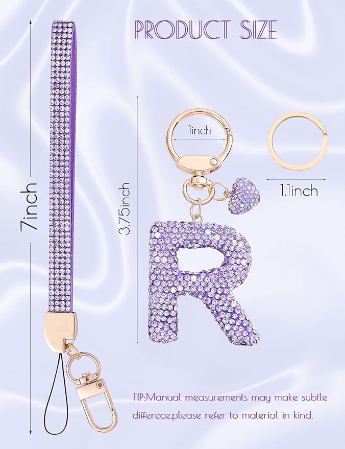 Initial Keychain for Women Girls,Bling Letter Key chain Initial with Heart,Pink Keychain Charms for Backpack Handbag