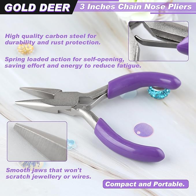 3 Inches Chain Nose Pliers Mini Needle-Nose Pliers Miniature Pocket Plier Mini Jewelry Pliers For Jewelry Making Bending Wire Small Object Gripping Diy Craft Hobby Supplies