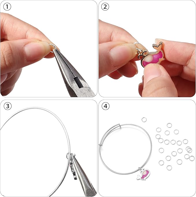 1600Pcs Open Jump Rings Silver Jump Rings Set Silver Plated Jump Rings for Jewelry Making Connectors(4mm 5mm 6mm 7mm 8mm 10mm)