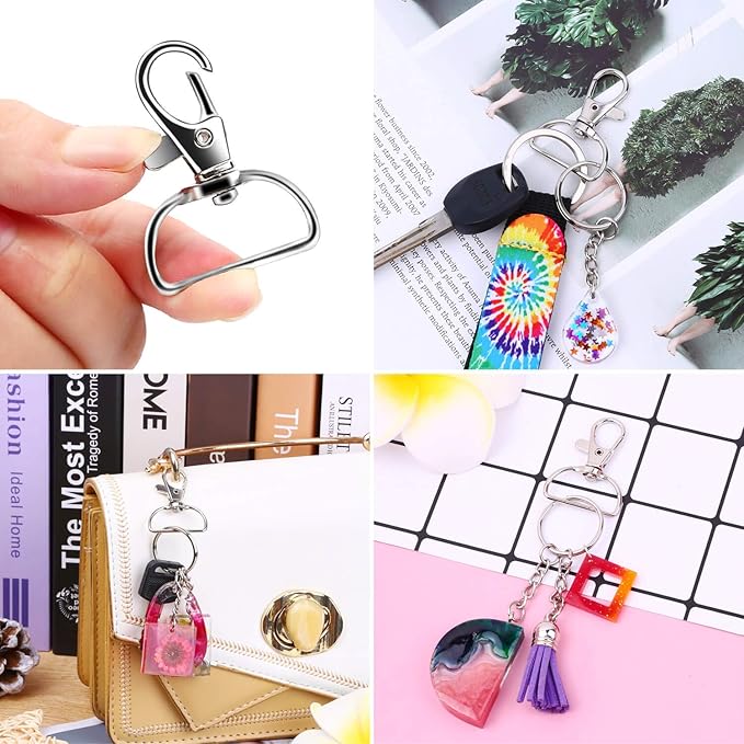 Key Chain Clip Hook, Anezus D Ring Clip Keychain Lanyard Swivel Snap Hooks Clip on Key Ring for Crafts and Purse Hardware (1 inch)