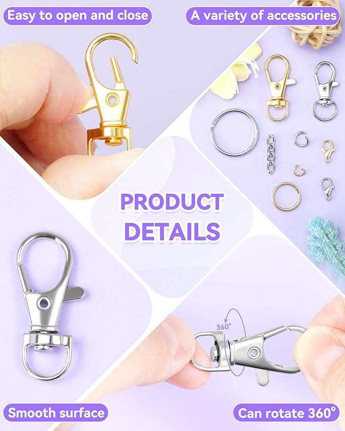 990PCS FIVEIZERO Keychain Making Kit - Keychain kit with Key Ring, Key Chain Clip, Lobster Claw Clasps, Swivel Snap Hook, Jumprings & Extender Chain for Crafts, DIY Projects and Jewelry Making
