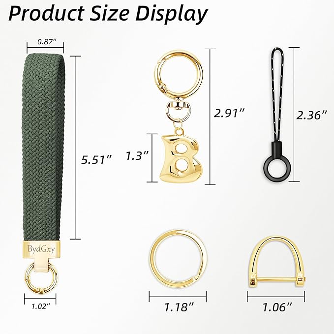 Stretchy Wristlet Initial Keychain, Key Chains Women Cute with Keyring, Llaveros para Mujer, Car Key Accessories