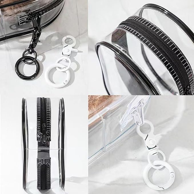4 Pcs Clear Figure Display Bag with Keychain Case Blind Box Keychain Carrying Case Lipstick Charm for Collectibles Suitable for dolls19 cm/7.38 inches(4 Colors)