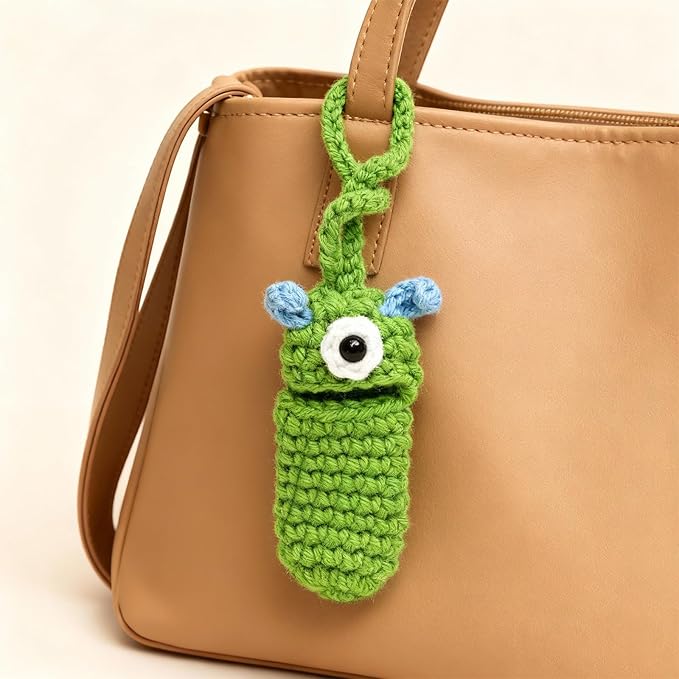 Angyape Cute Lip Balm Holder Keychain Lipstick Chapstick Holder Keychain Crochetr Pig Bag Charms Purse Charms Gifts for Women