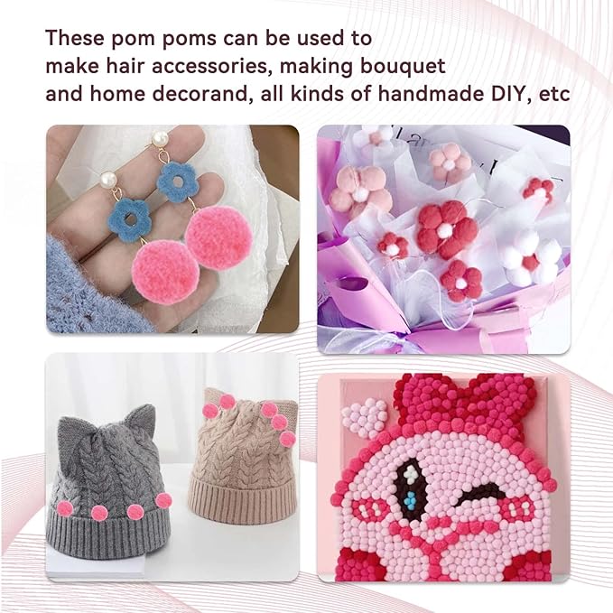 MORFEN 150 Pcs Pom Poms, 1 Inch Dark Pink Craft Pom Poms, Fuzzy Pompom Puff Balls, Small Pom Pom Balls for DIY Arts, Crafts Projects, Home Decorations