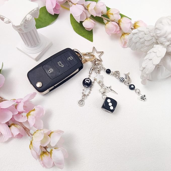 Y2K Aesthetic Keychains for Women Cute Flowers Star Cake Jellyfish Keychins Charms Kawaii Bag Purse Decor
