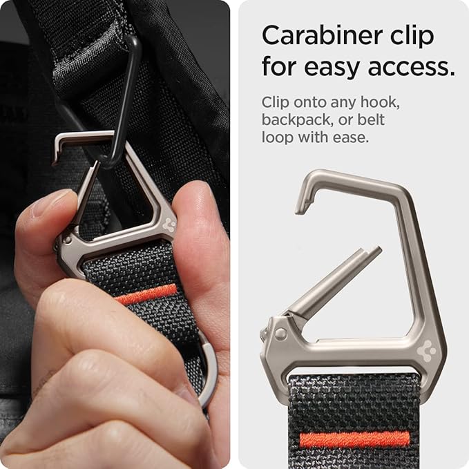 Spigen Universal Lanyard Wrist Strap with Keychain for iPhone, ID Badge Wallet Holder, AirPods, Cameras, Keychain & Everyday Carry, Durable Carabiner with Wrist Strap - Black