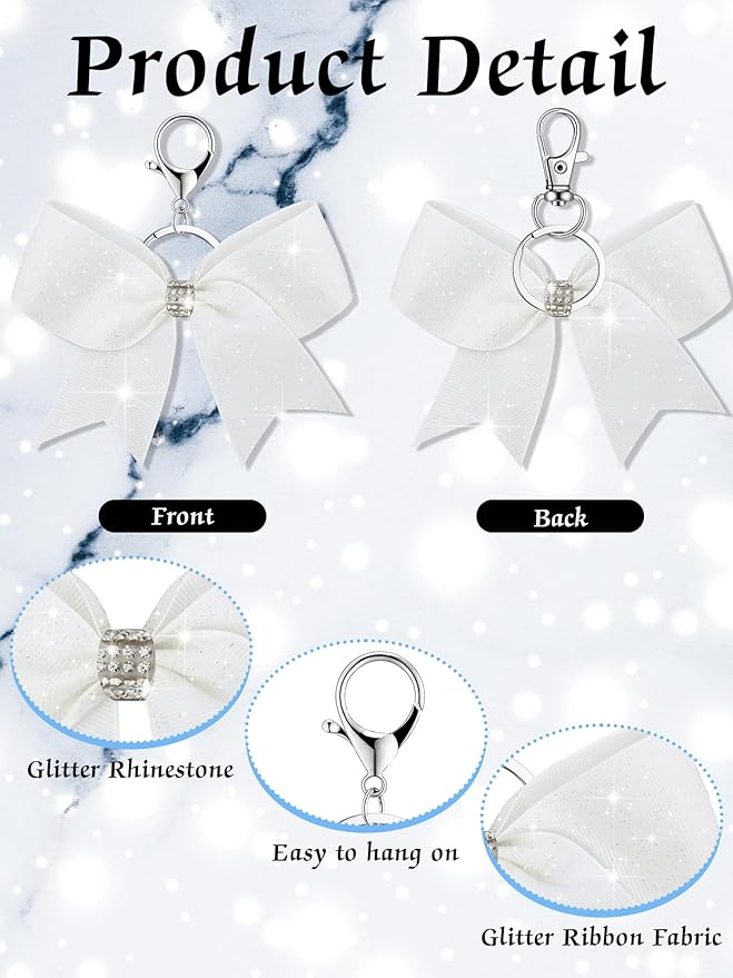 Tondiamo Cheer Bow Keychain Cheer Keychain with Rhinestones Cheerleader Keyrings for Teen Cheerleading Sports Accessory