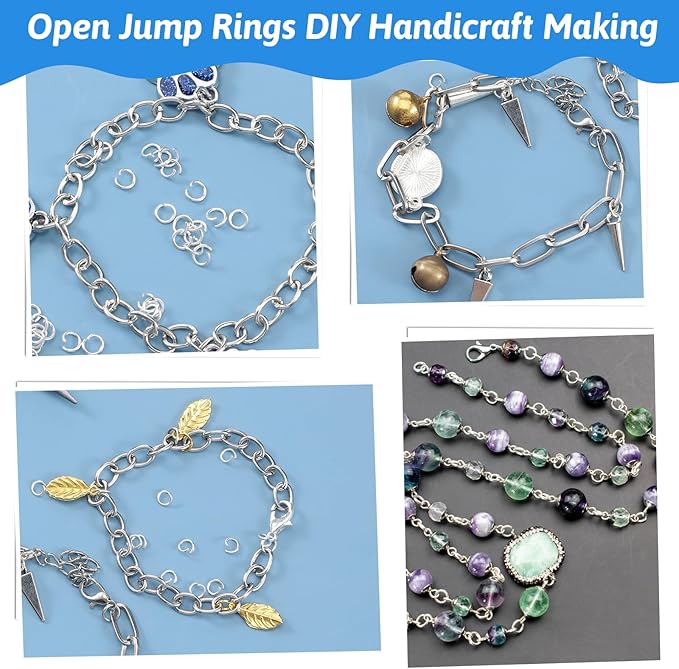 600 Pcs 0.15inch Silver Tiny Jump Rings, Small Open Jump Rings for Jewelry Making Replacement, Stainless Steel Small Key Ring for Bracelets Necklaces Earrings Keychain Connectors Loops Repair Hardware
