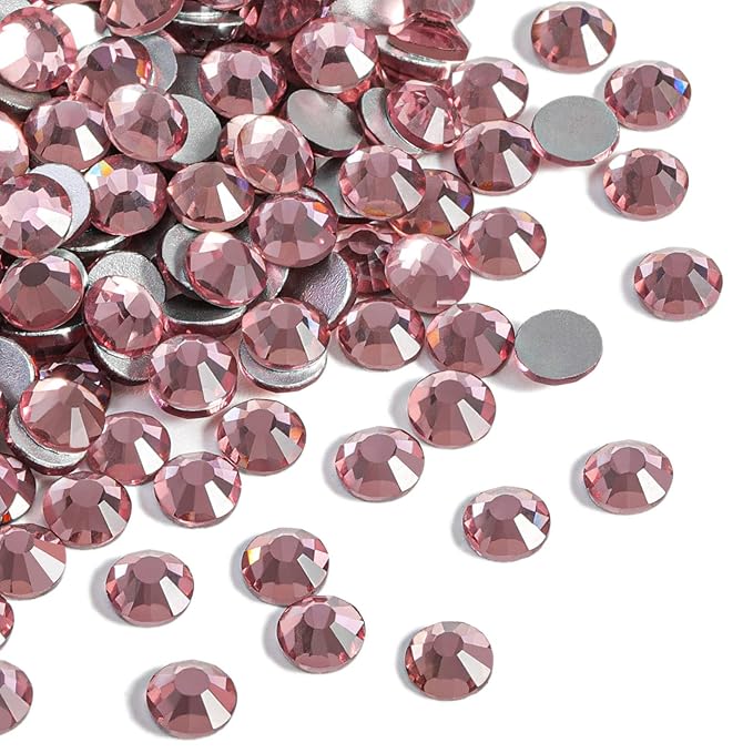 Beadsland Flat Back Crystal Rhinestones Round Gems for Nail Art and Craft Glue Fix, Light Purple, 1.9-2.1mm, SS6/1440pcs