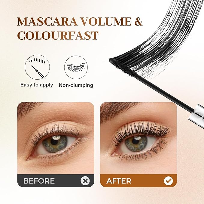 Mascara for Older Women 60 Plus, 2025 New Mascara Volume and Length for Mature Women with Thinning Lashes, Non Clumping Waterproof Long Wear (2PC Mix)