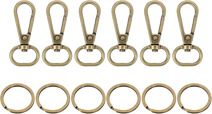 uxcell 12 Pcs Swivel Clasp Hook, 0.59" Purse Snap Clasps Detachable for Bag, Bronze