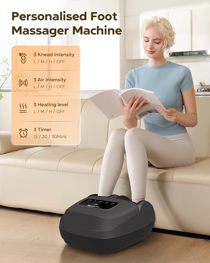 EaseZen Shiatsu Foot Massager Machine with Heat, Deep Kneading, 2025 Upgrade Electric Foot Massager for Plantar Fasciitis, Neuropathy, Fits up to Size 14