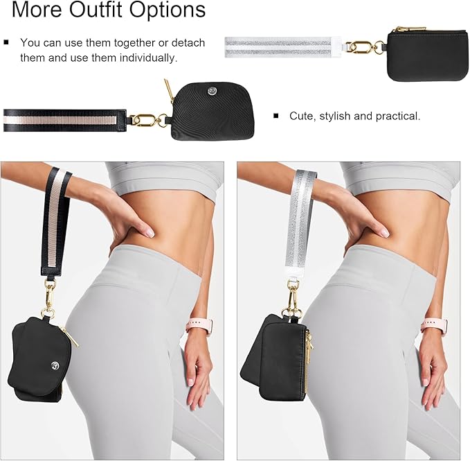 Babysun Mini Zip Around Dual Pouch Wristlet With 2 Straps Wristlet Keychain Wallet for Women Coin Purse Small Cute for Teen Girl