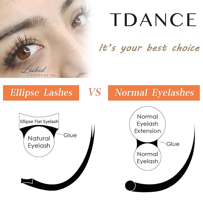 TDANCE Classic Lash Extensions Flat Lashes Eyelash Extensions 0.15mm D Curl Ellipse Eyelash Extensions 8mm Mixed Black Matte Individual Lashes Salon Use(Flat,D-0.15,8mm)